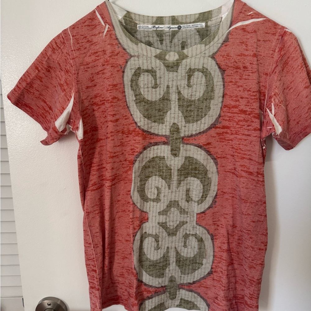 Before + Again Rust and Putty Tribal Patterned Women's Top